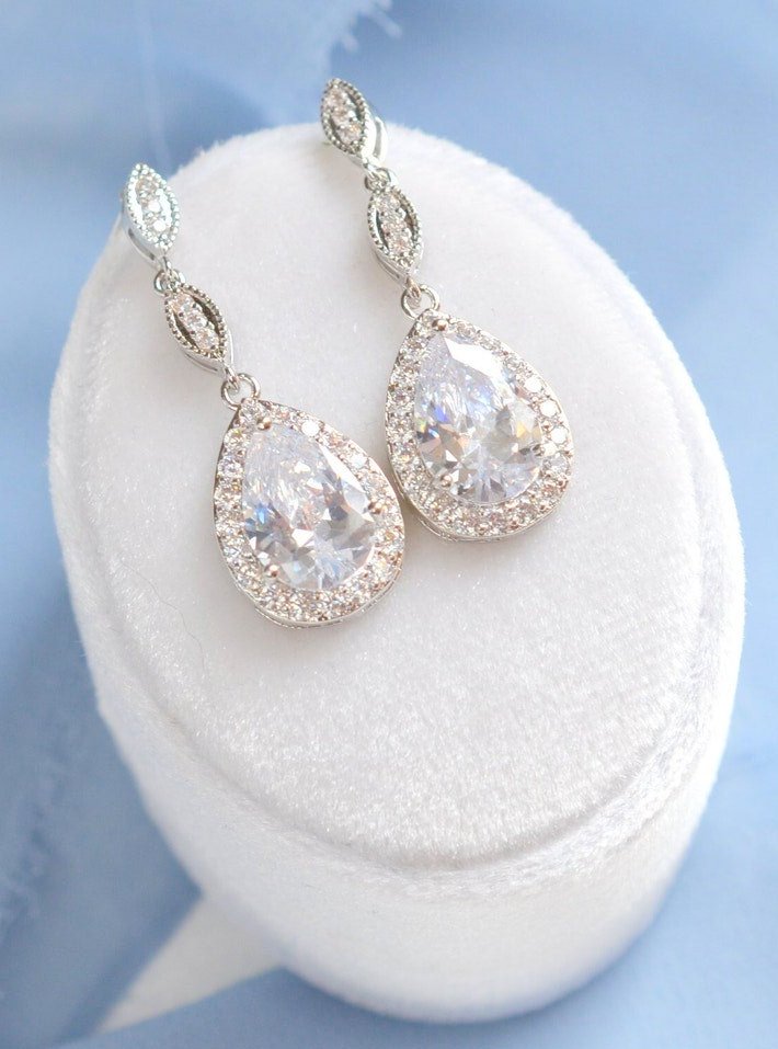 Elegant Long Bridal Earrings