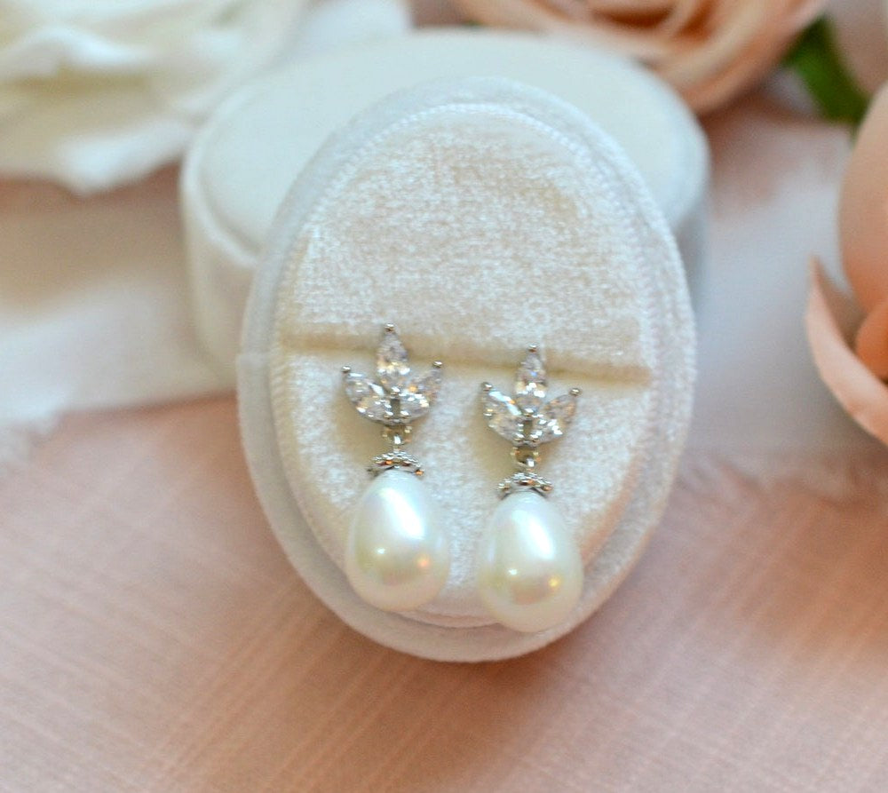Dainty Pearl Bridal Earrings