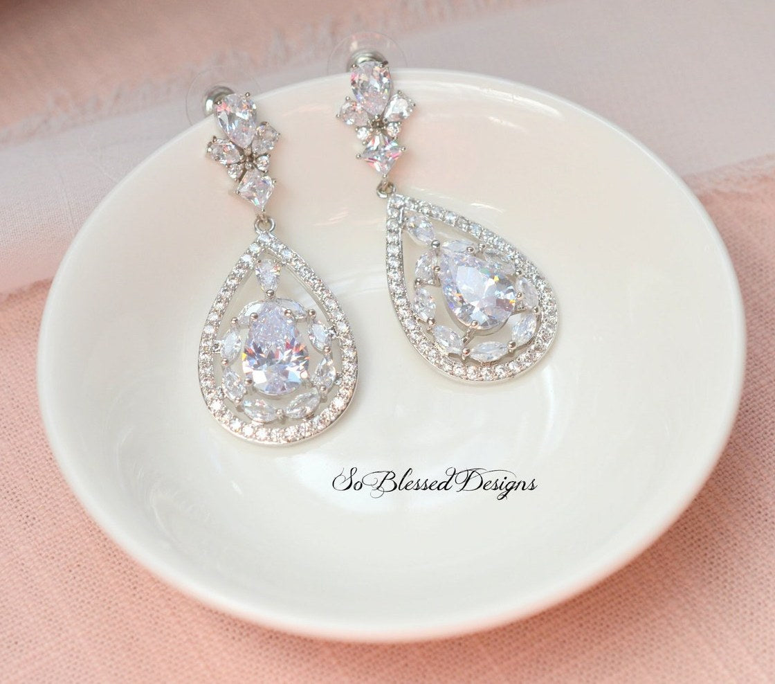 Bridal Statement CZ Earrings