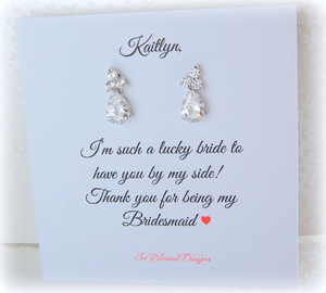 Thank you Earrings Gift for Bridesmaids - So Blessed Designs