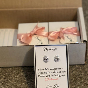 gift box of personalized bridesmaid earrings