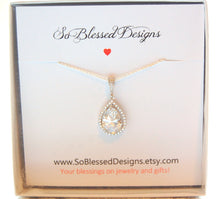 Sterling silver and cubic zirconia teardrop necklace for Bride