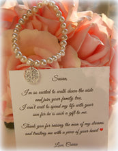 sterling silver and pearl bracelet with personalized card for mother of the groom