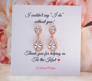 I couldnt say I do without you card and rose gold teardrop earrings