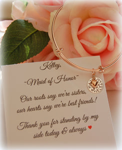 thank you gift for sister maid of honor rose gold bracelet