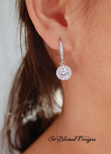 Model wearing cubic zirconia wedding earrings