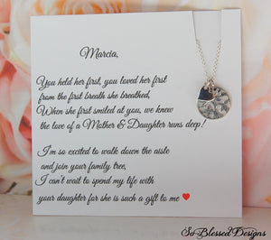 Family tree necklace in sterling silver and rose gold for mother of groom gift