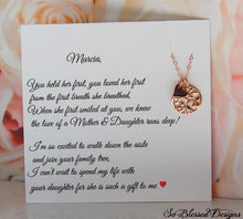 Rose Gold family tree pendant with heart charm for Mother of the Groom