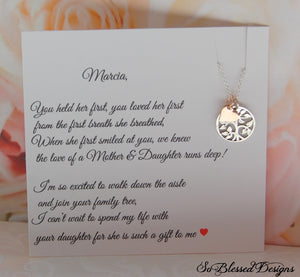 Sterling silver and rose gold pendant necklace for mother of the groom
