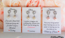 3 sets of pearl CZ earrings for bridesmaid gifts