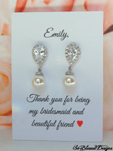 sterling silver and cz drop earrings for bridal party gifts