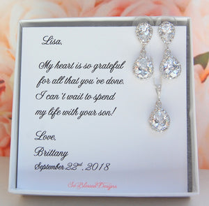 CZ earrings and necklace for mother of the groom