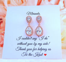 Teardrop rose gold earrings for bridesmaids gifts