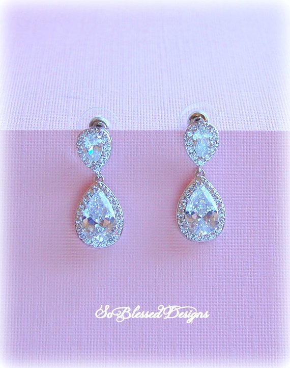 cubic zirconia teardrop earrings