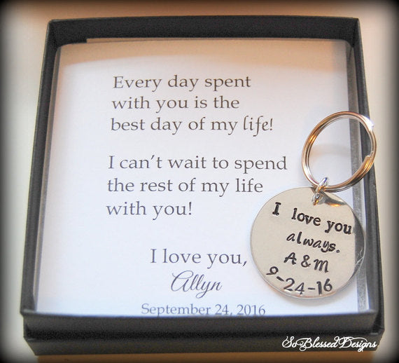 I love you always personalized keychain for groom from bride