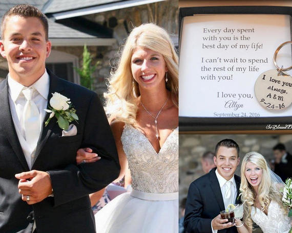 Happy bride and groom at their wedding ceremony