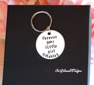 personalized forever your little girl keychain