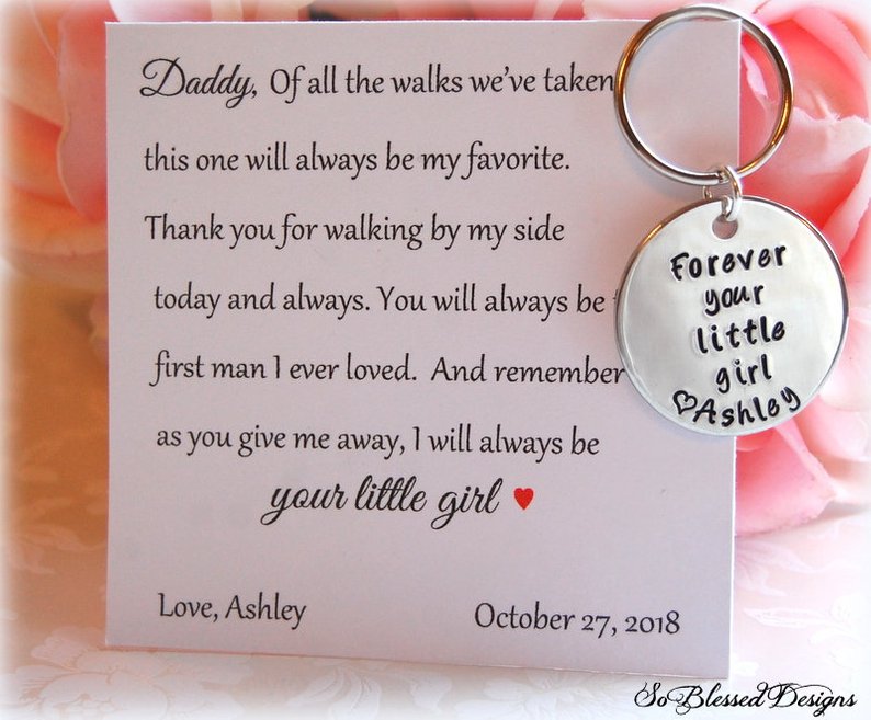 Father of the Bride card with personalized keychain