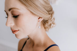 long cubic zirconia bridal earrings