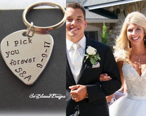 bride and groom right after getting married I pick you forever gift