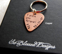 Copper Guitar pick keychain for Groom Gift