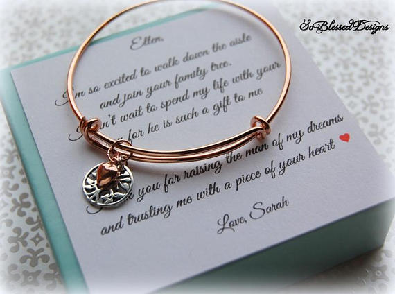 Rose Gold family tree bracelet for mother of the groom