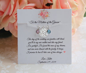 Mother of the Groom Family Tree Necklace with card 