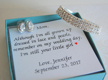 Silver and CZ earrings and bracelet set for mother of the bride