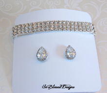 Cubic zirconia earrings and bracelet set for mother of bride