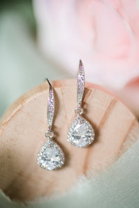 Sterling silver bridesmaid teardrop earrings