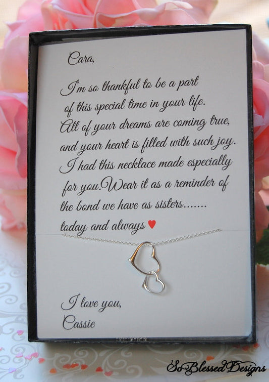 Double hearts necklace for Sister - So Blessed Designs