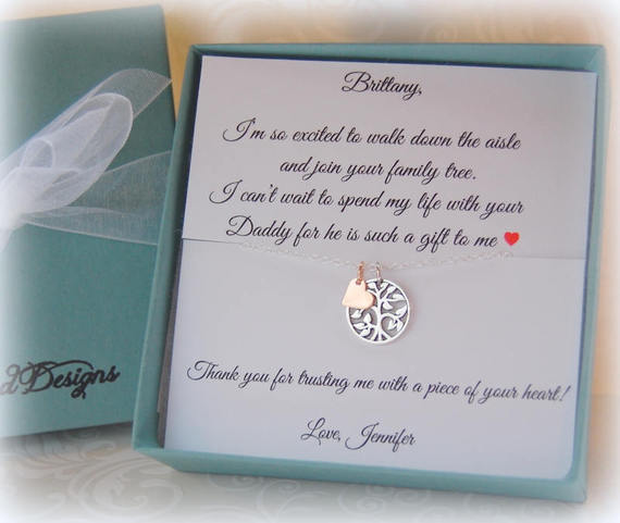 silver and rose gold necklace gift as a thank you gift to new stepdaughter