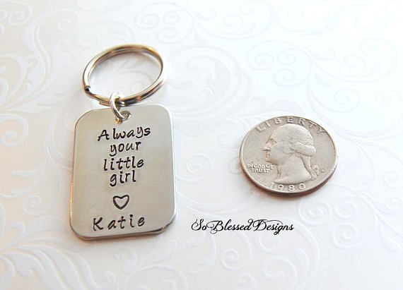 Rectangle Always your little girl keychain