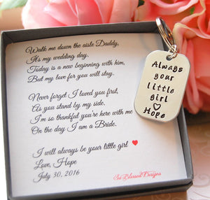 Always your little girl keychain from bride on wedding day 