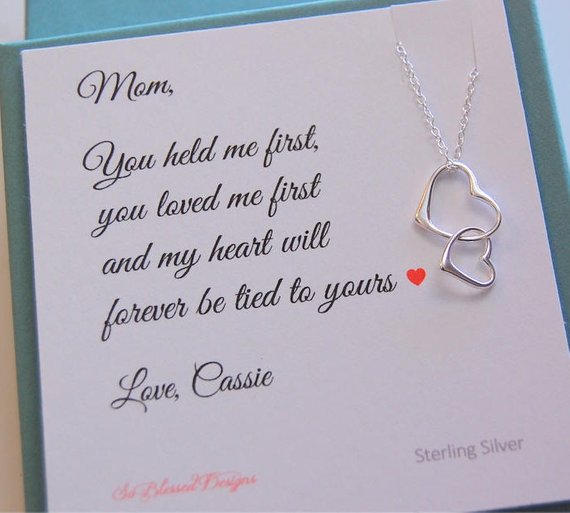 Connecting double hearts necklace for mother of the bride