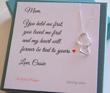 Personalized jewelry card for Mother of the Bride with sterling silver necklace attached