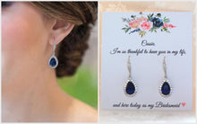 Navy blue cubic zirconia earrings