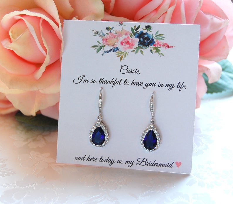 Im so thankful to have you in my life card with blue earrings