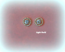 Gold solitiare CZ earrings for mother of the bride