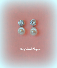 white pearl and cz earrings bridesmaid gifts