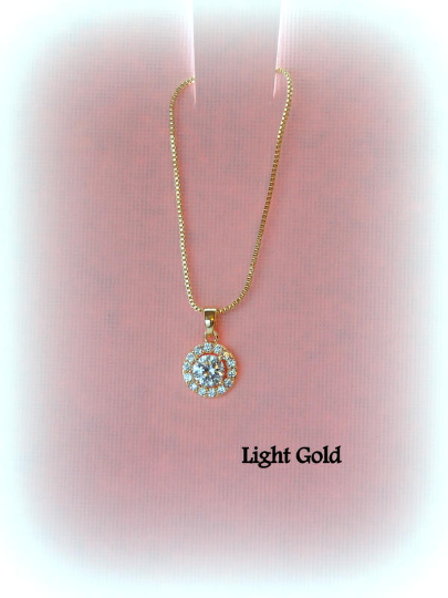 Gold solitaire cz necklace for mother of the bride mother of the groom