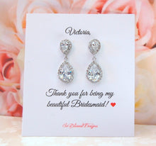 Thank you bridesmaid card and earrings
