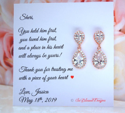 rose gold mother of the groom earrings