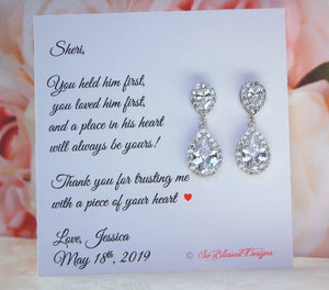 sterling silver teardrop earrings for mother of the groom