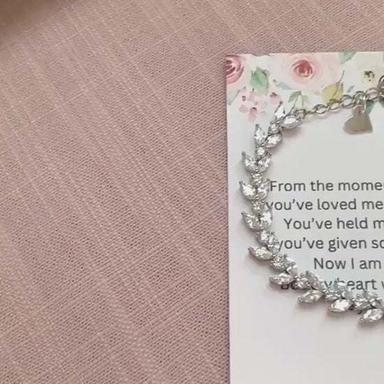 Video of shiny bracelet with mother of the bride poem