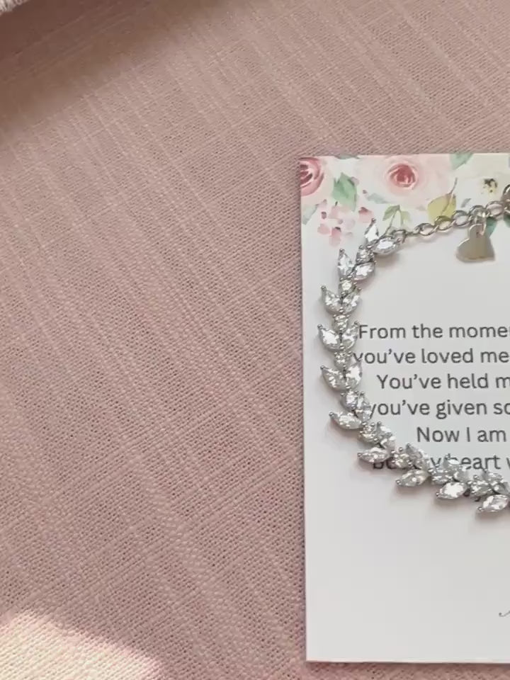 Video of shiny bracelet with mother of the bride poem