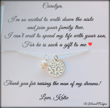 Family tree necklace with personalized card for mother of the groom