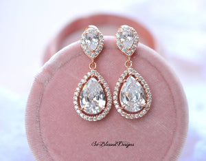 Rose Gold crystal bridal earrings