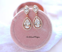 Teardrop rose gold crystal earrings