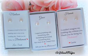 3 sets of pearl earrings for bridesmaids gifts